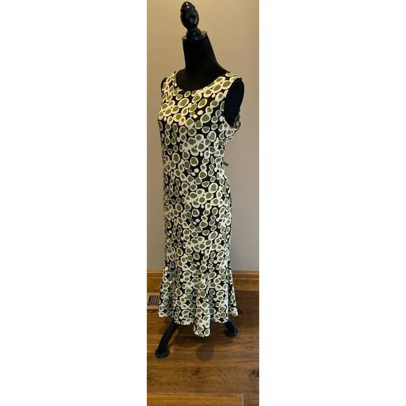 Danny & Nicole Dress size 10 Green Cream Fit & Flare + Stretch Sleeveless FUN - Picture 6 of 12